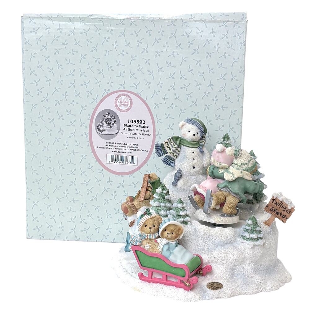 Cherished Teddies Christmas 105592 Skater's Waltz Musical Figurine Enesco 2002